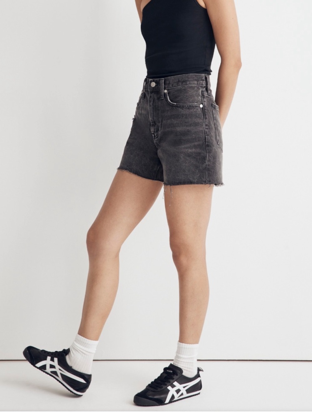 Madewell Relaxed Denim Women’s Shorts Black Cut Offs Mid Length